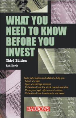 What you need to know before you invest : an introduction to the stock market and other investments cover image