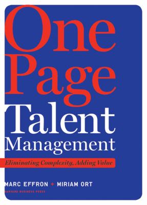 One page talent management : eliminating complexity, adding value cover image