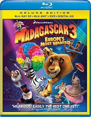 Madagascar 3 [3D Blu-ray + Blu-ray + DVD combo] Europe's most wanted cover image
