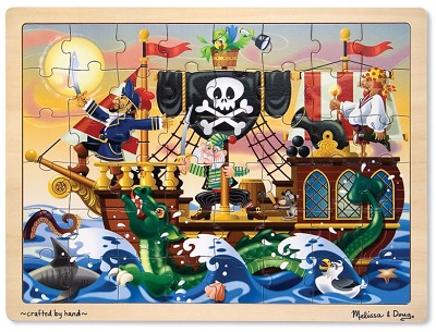 Pirate adventure 48 piece wooden jigsaw puzzle cover image