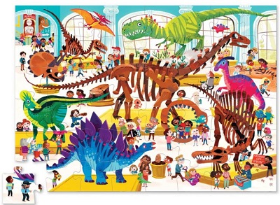 Day at the museum. Dinosaurs puzzle cover image