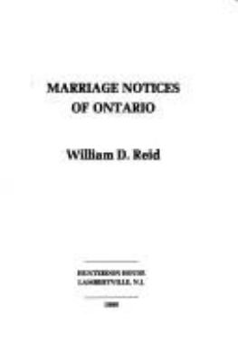 Marriage notices of Ontario cover image