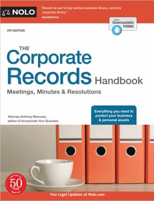 The corporate records handbook : meetings, minutes & resolutions cover image