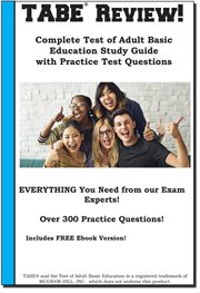 Tabe review! complete test of adult basic education study guide with practice test questions cover image cdn