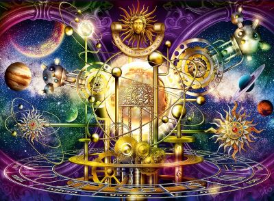 Golden solar system jigsaw puzzle cover image