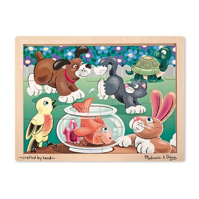 Playful pets wooden jigsaw puzzle #332 cover image