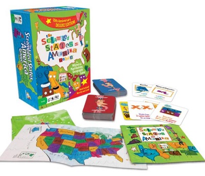 The scrambled states of America the whimsical mad-dashing geography game cover image