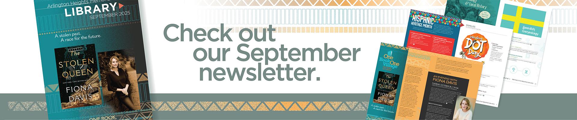 Graphic with cover of the September newsletter. Text says: Check out our September newsletter.