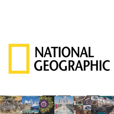 National Geographic Library logo with image row of items from National Geographic Library