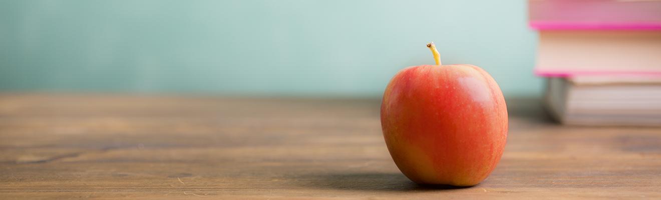 apple on desk