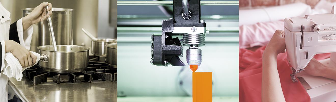 Cooking 3D printing sewing machine
