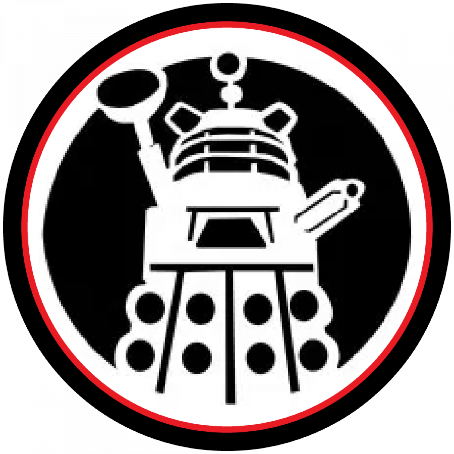 Black and white line art of a Dalek from Doctor Who