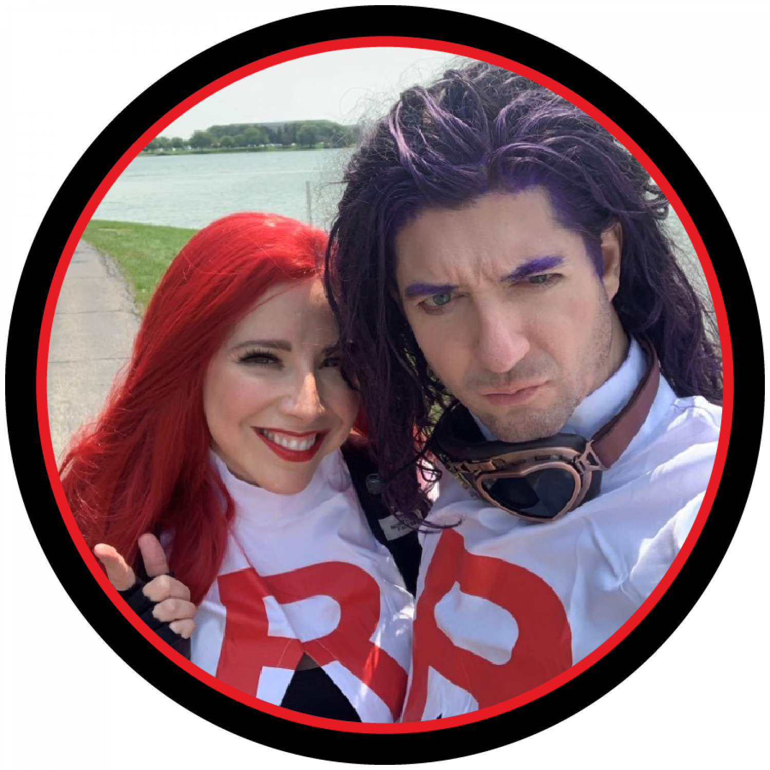 Photo of Joe and Gina in team rocket costumes